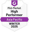 G2 Badges High Performer Asia Pacific Winter 2025